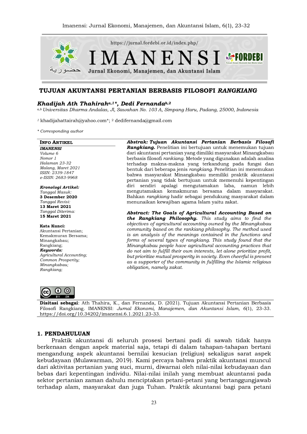 Tujuan Akuntansi Pertanian Berbasis Filosofi Rangkiang