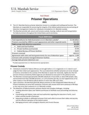 Prisoner Operations Fact Sheet