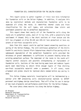 Foundation Soil Characterization for the Dalton Highway