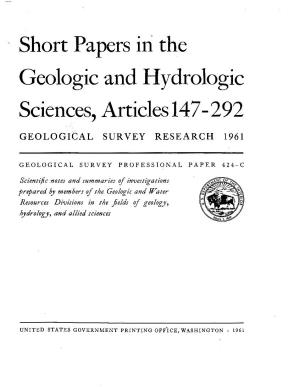 Short Papers in the Geologic and Hydrologic Sciences, Articles 147- 292