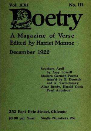 A Magazine of Verse Edited by Harriet Monroe December 1922