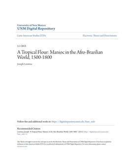 Manioc in the Afro-Brazilian World, 1500-1800 Joseph Leestma