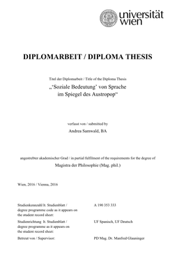 Diplomarbeit / Diploma Thesis