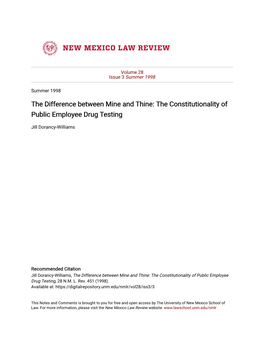 The Constitutionality of Public Employee Drug Testing