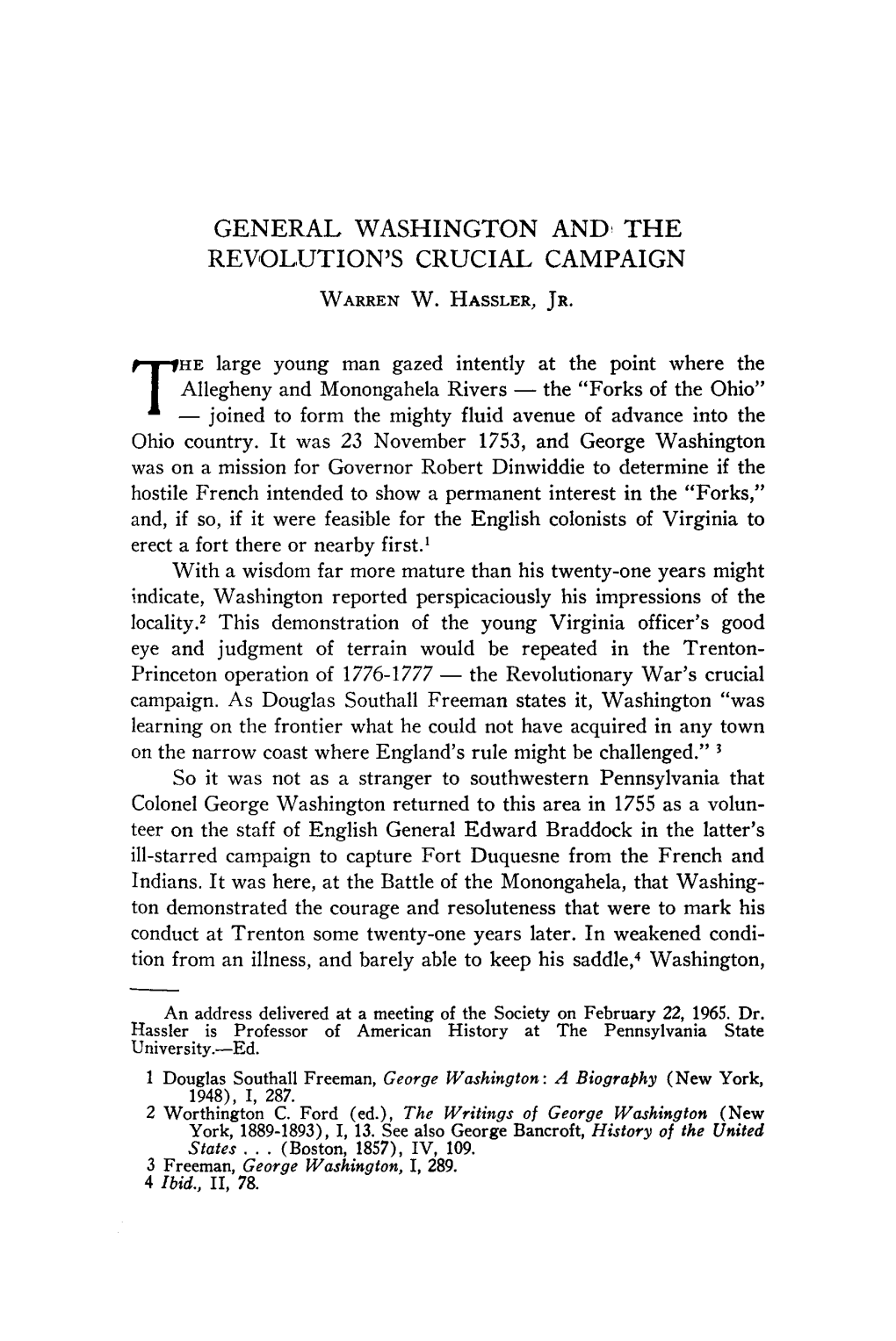 GENERAL WASHINGTON and the REVOLUTION's CRUCIAL CAMPAIGN Warren W