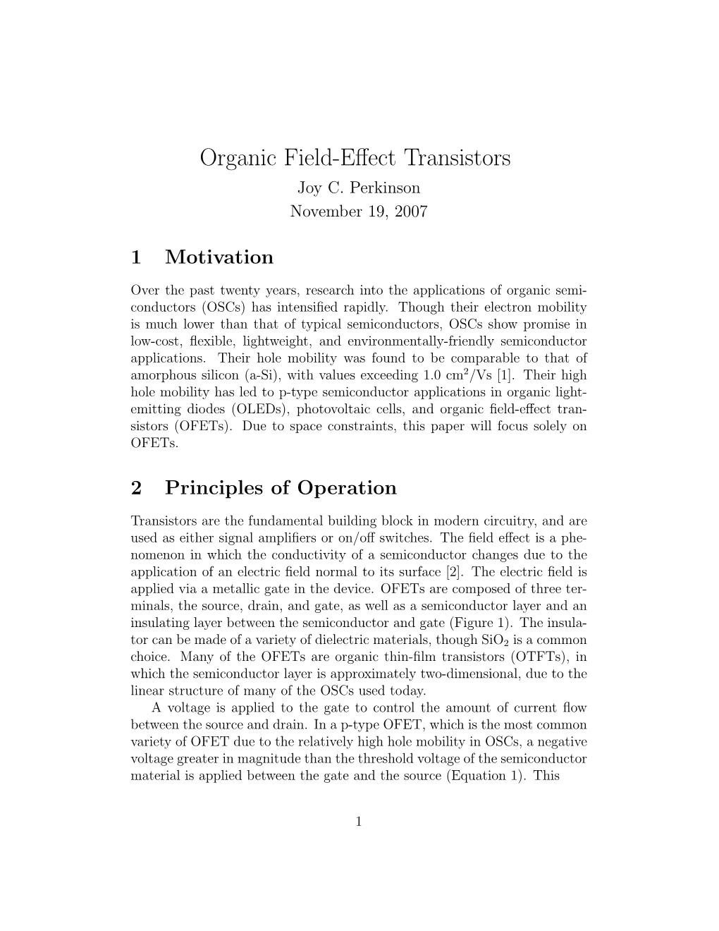 Organic Field-Effect Transistors