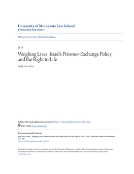 Israel's Prisoner-Exchange Policy and the Right