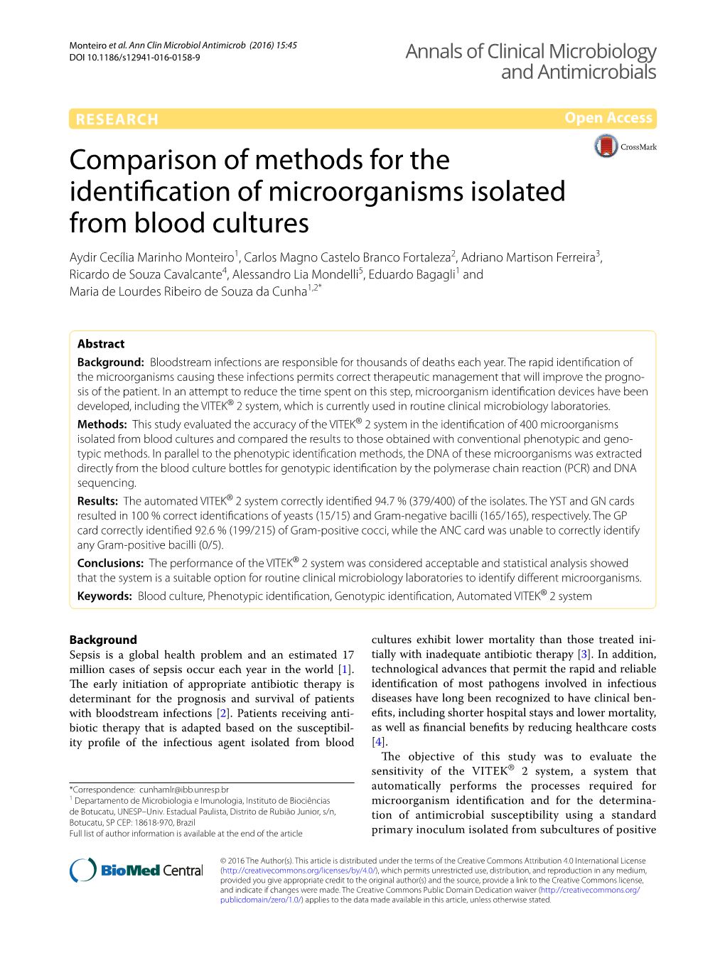 Comparison of Methods for the Identification of Microorganisms