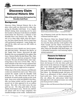 Discovery Claim National Historic Site Fact Sheet