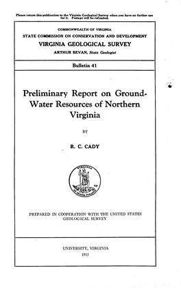 Preliminary Report on Ground, Virginia