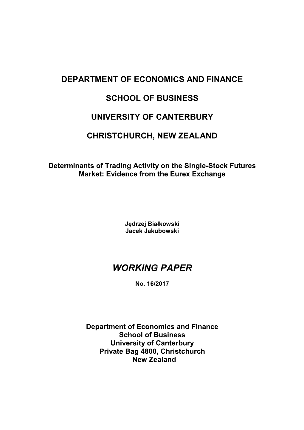 Determinants of Trading Activity on the Single-Stock Futures Market: Evidence from the Eurex Exchange