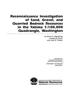 Information Circular 92: Reconnaissance Investigation Of