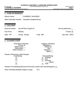 NATIONAL HISTORIC LANDMARK NOMINATION NFS Form 10-900 USDI/NPS NRHP Registration Form (Rev