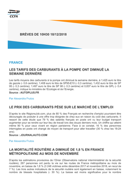 France Les Tarifs Des Carburants À La Pompe Ont Diminué La Semaine Dernière Le Prix Des Carburants Pèse Sur Le Marché De L