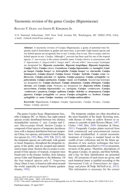 Taxonomic Revision of the Genus Catalpa (Bignoniaceae)