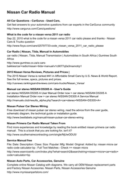 Nissan Car Radio Manual