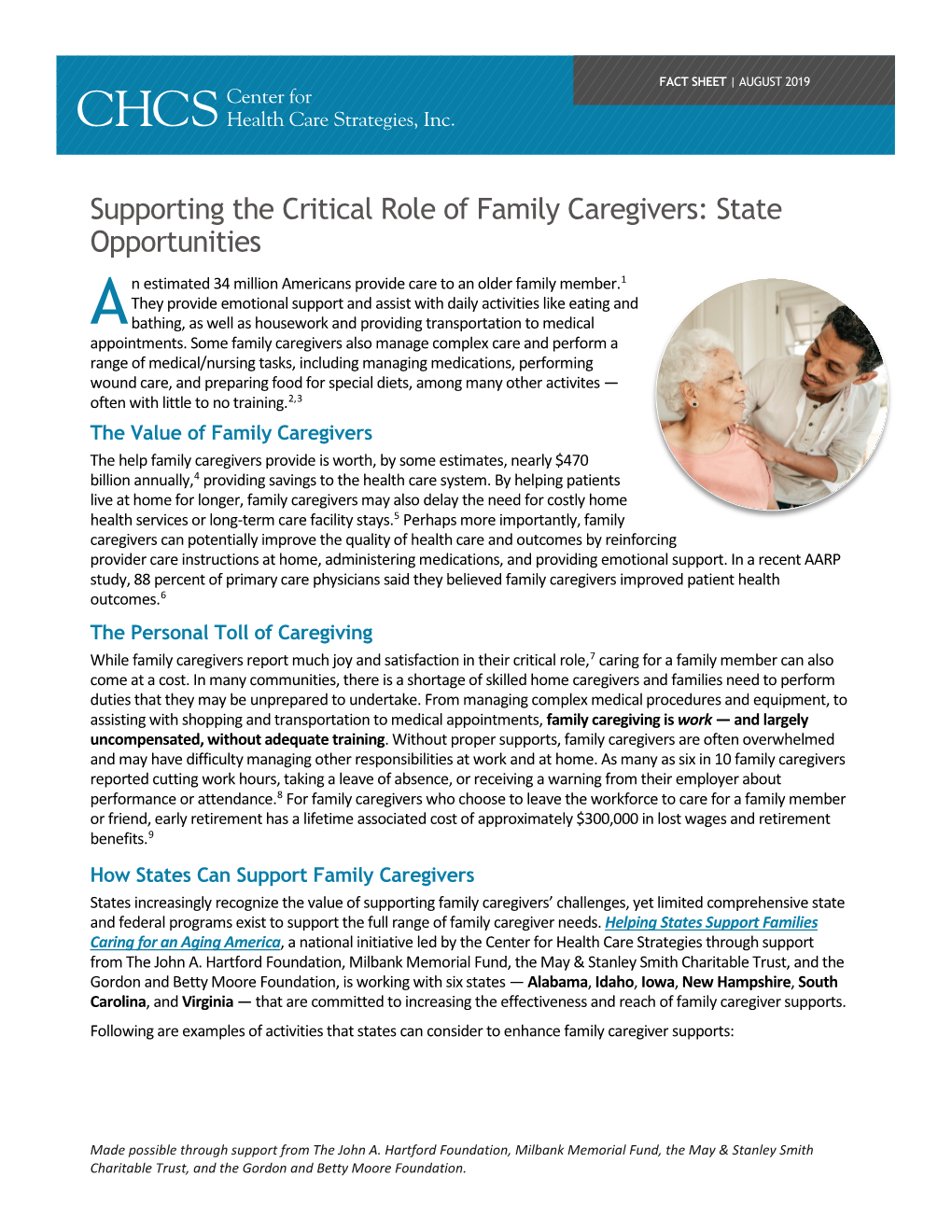 Supporting the Critical Role of Family Caregivers: State Opportunities