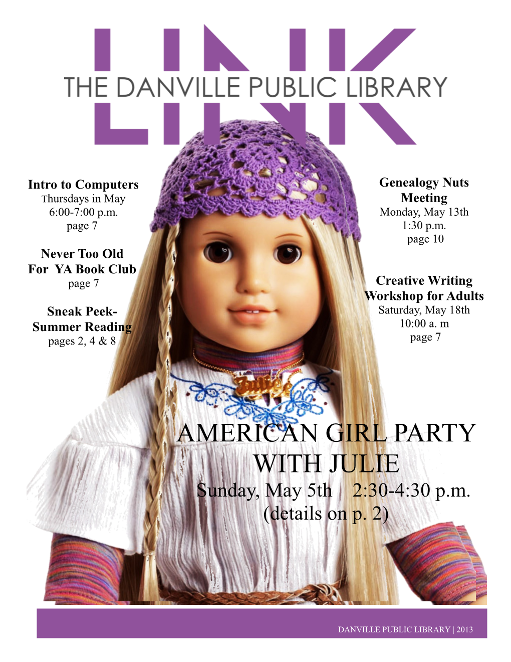 AMERICAN GIRL PARTY with JULIE Sunday, May 5Th 2:30-4:30 P.M