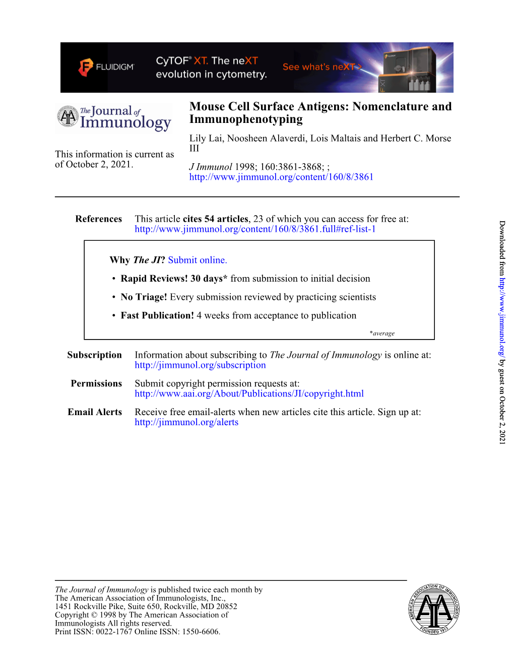 Immunophenotyping Mouse Cell Surface Antigens