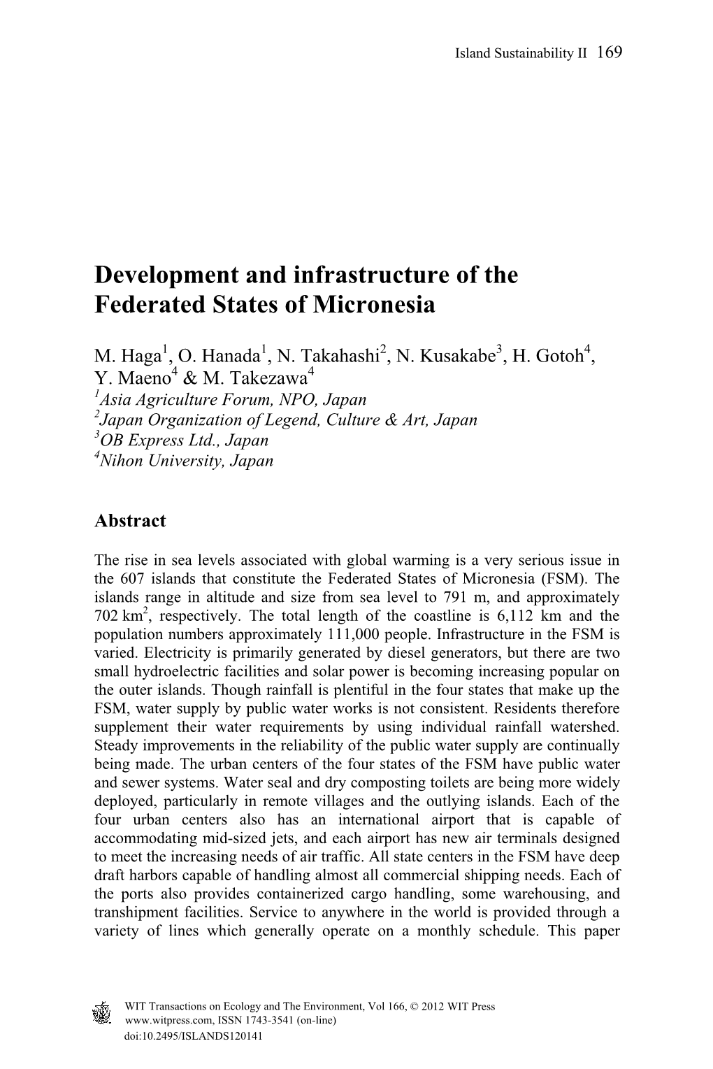 Development and Infrastructure of the Federated States of Micronesia