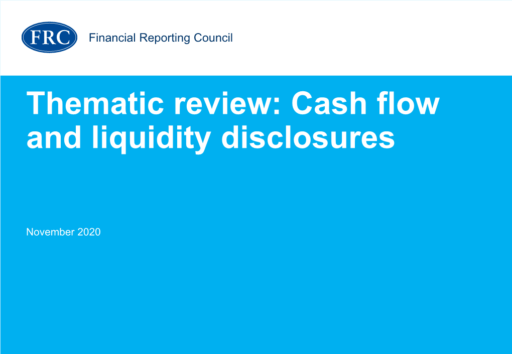 Thematic Review: Cash Flow and Liquidity Disclosures