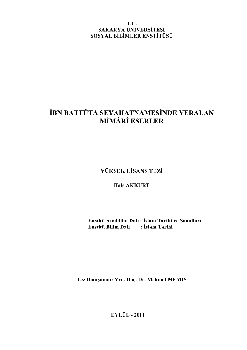 Ibn Battûta Seyahatnamesinde Yeralan Mimârî Eserler