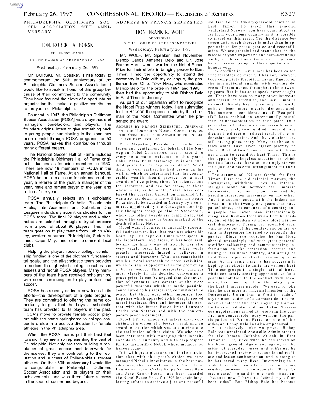 CONGRESSIONAL RECORD— Extensions of Remarks E327 HON