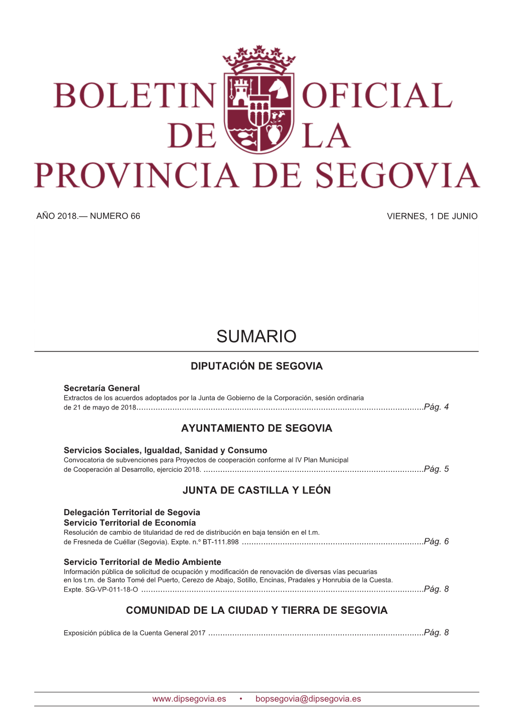 Boletín Oficial De La Provincia De Segovia Bops