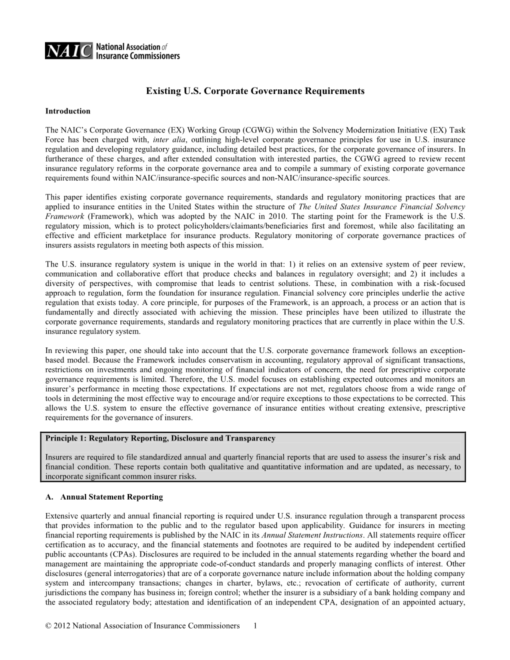 Corporate Governance & Risk Management Summary Comparison