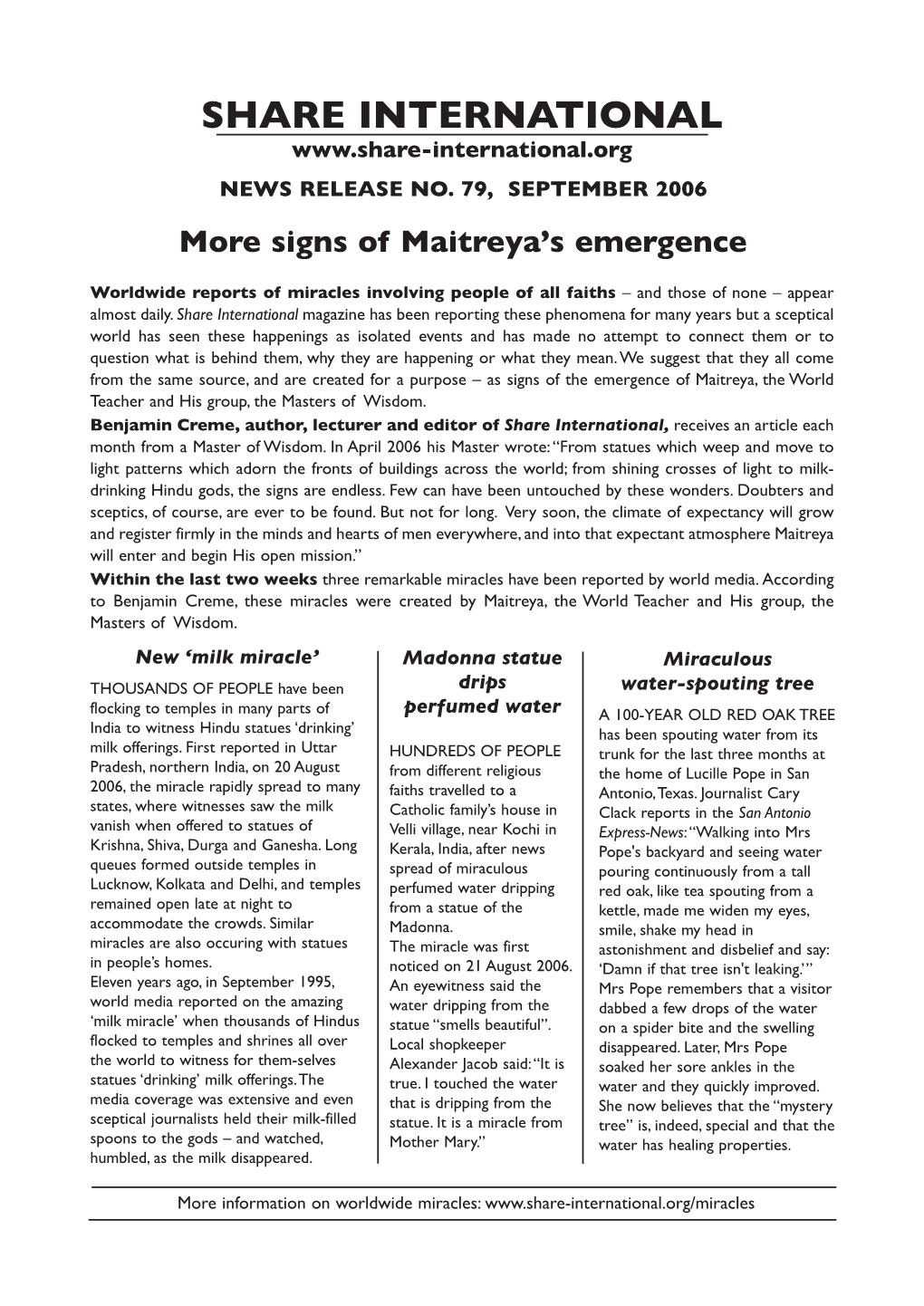 Signs of Maitreya's Emergence