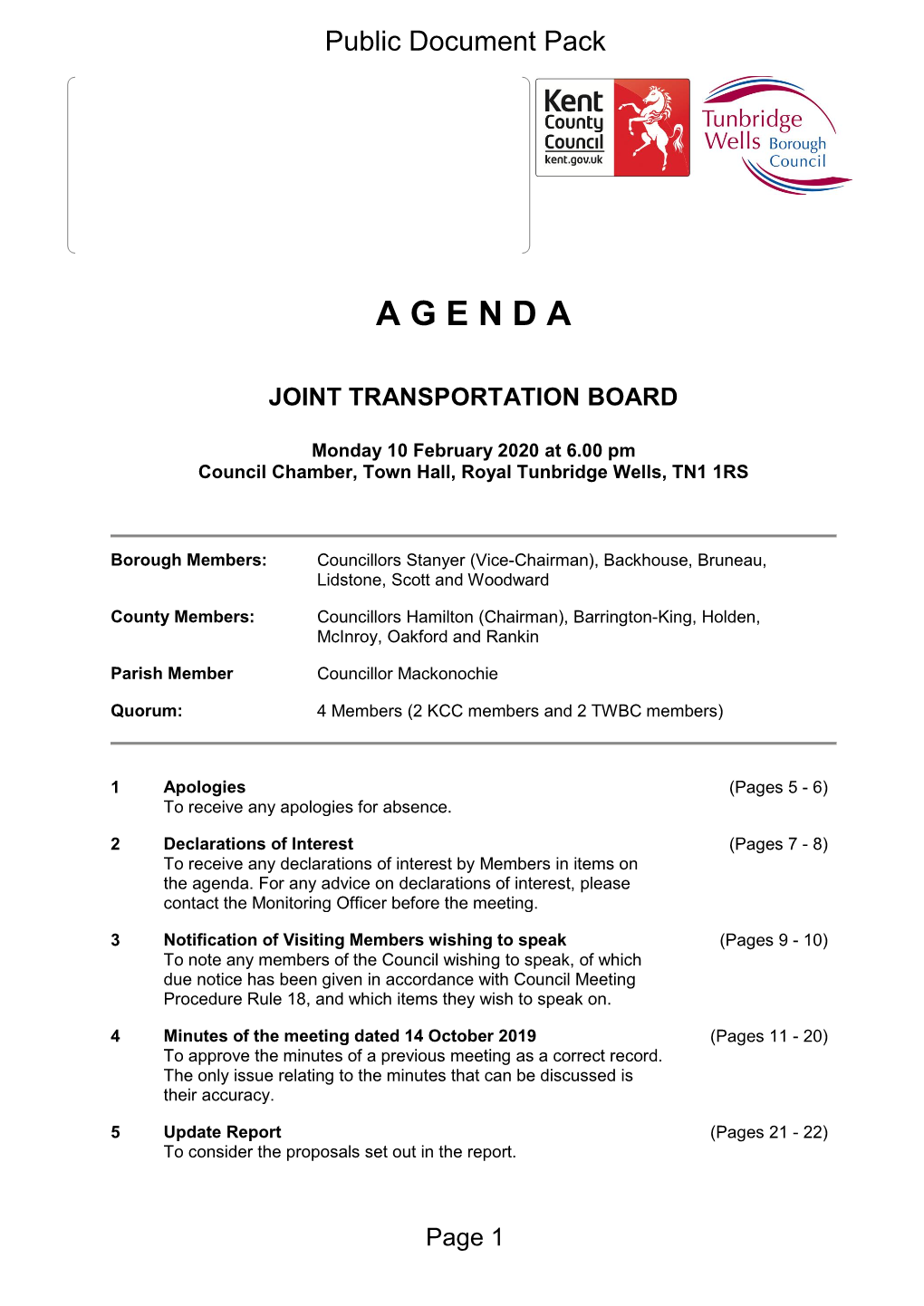 (Public Pack)Agenda Document for Joint Transportation Board, 10/02