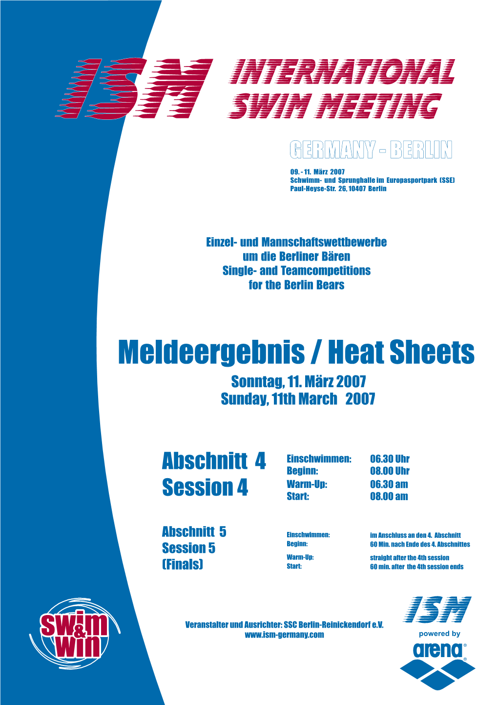 International Swim Meeting - Powered by Arena Seite: 3 Meldeergebnis - 4