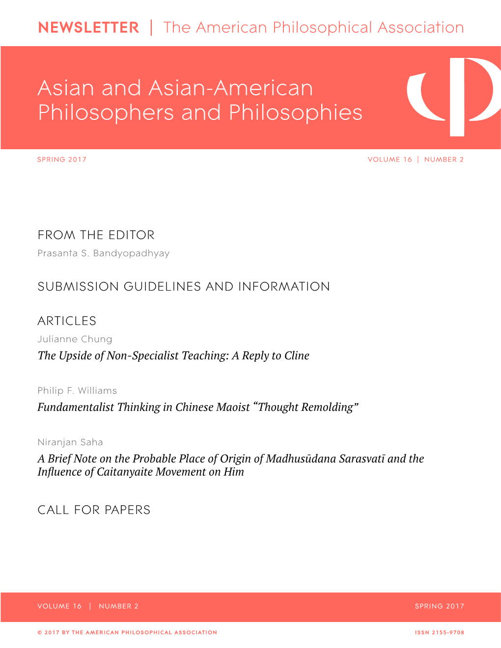 APA NEWSLETTER on Asian and Asian-American Philosophers and Philosophies