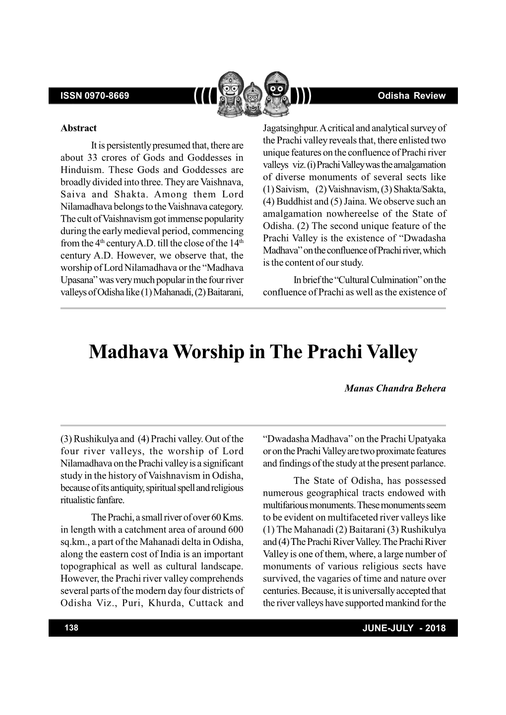 Madhava Worship in the Prachi Valley