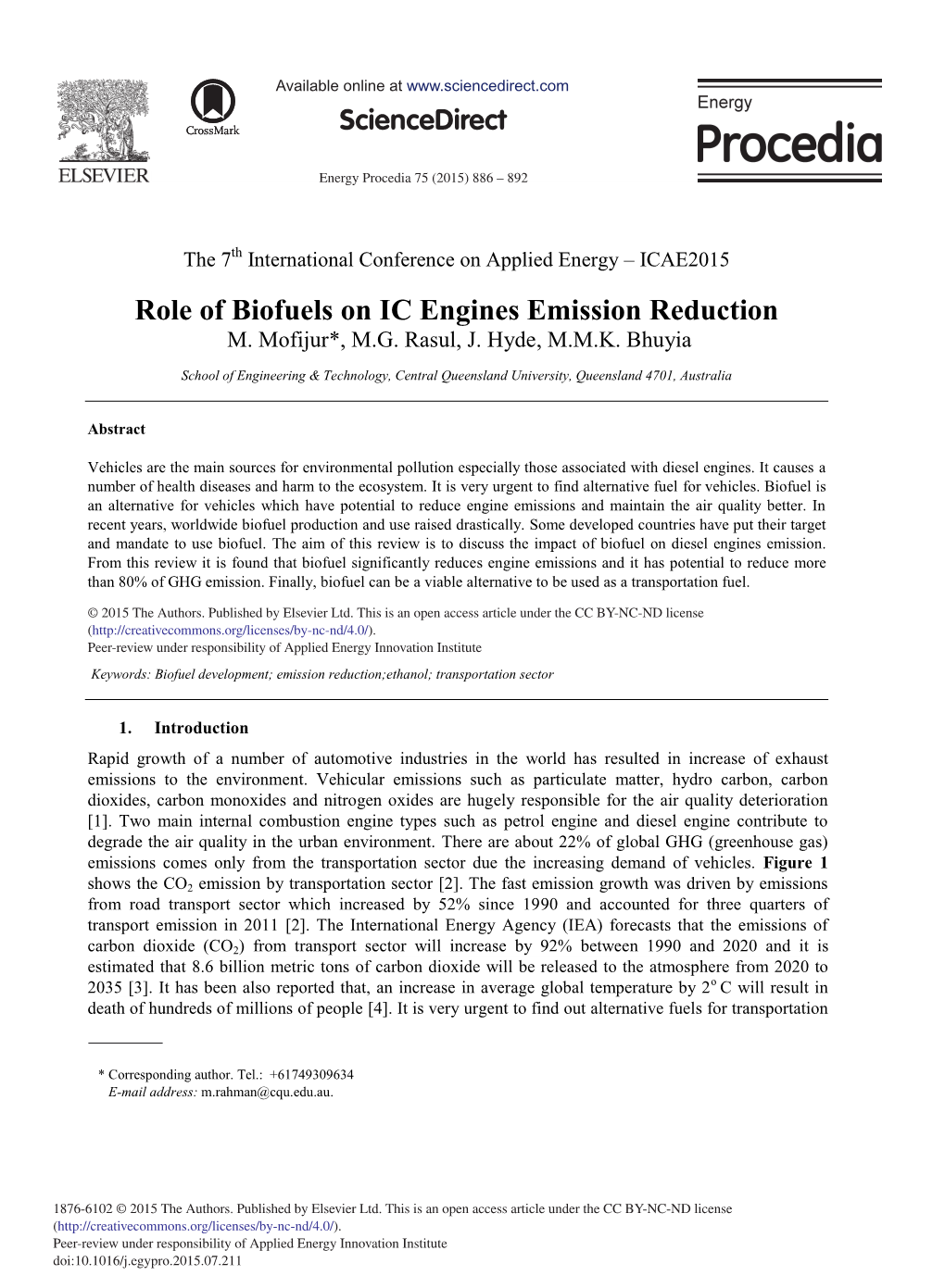 Role of Biofuels on IC Engines Emission Reduction M