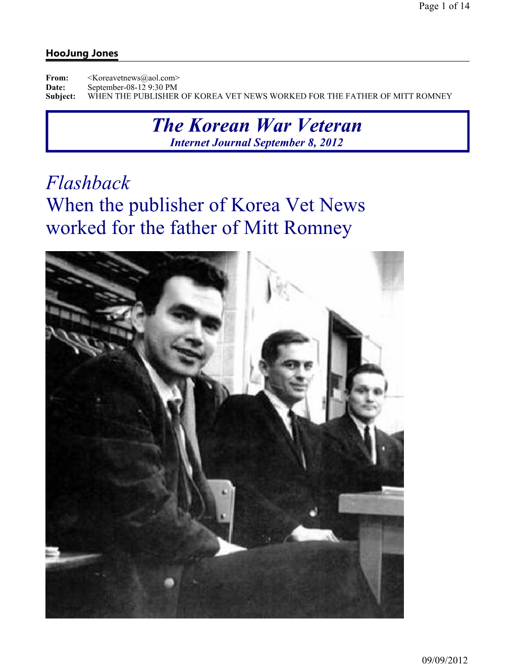 The Korean War Veteran Flashback When the Publisher of Korea Vet