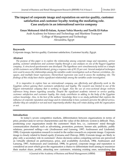 The Impact of Corporate Image and Reputation on Service Quality, Customer Satisfaction and Customer Loyalty: Testing the Mediating Role