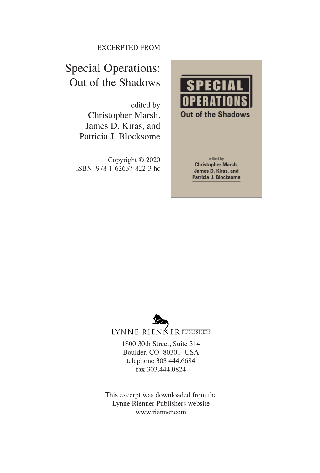 Special Operations: out of the Shadows