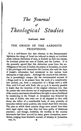 "The Origins of the Aaronite Priesthood," Journal of Theological Studies 6