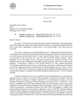 2020 DOJ Letter on Political Question & Justiciability Issues