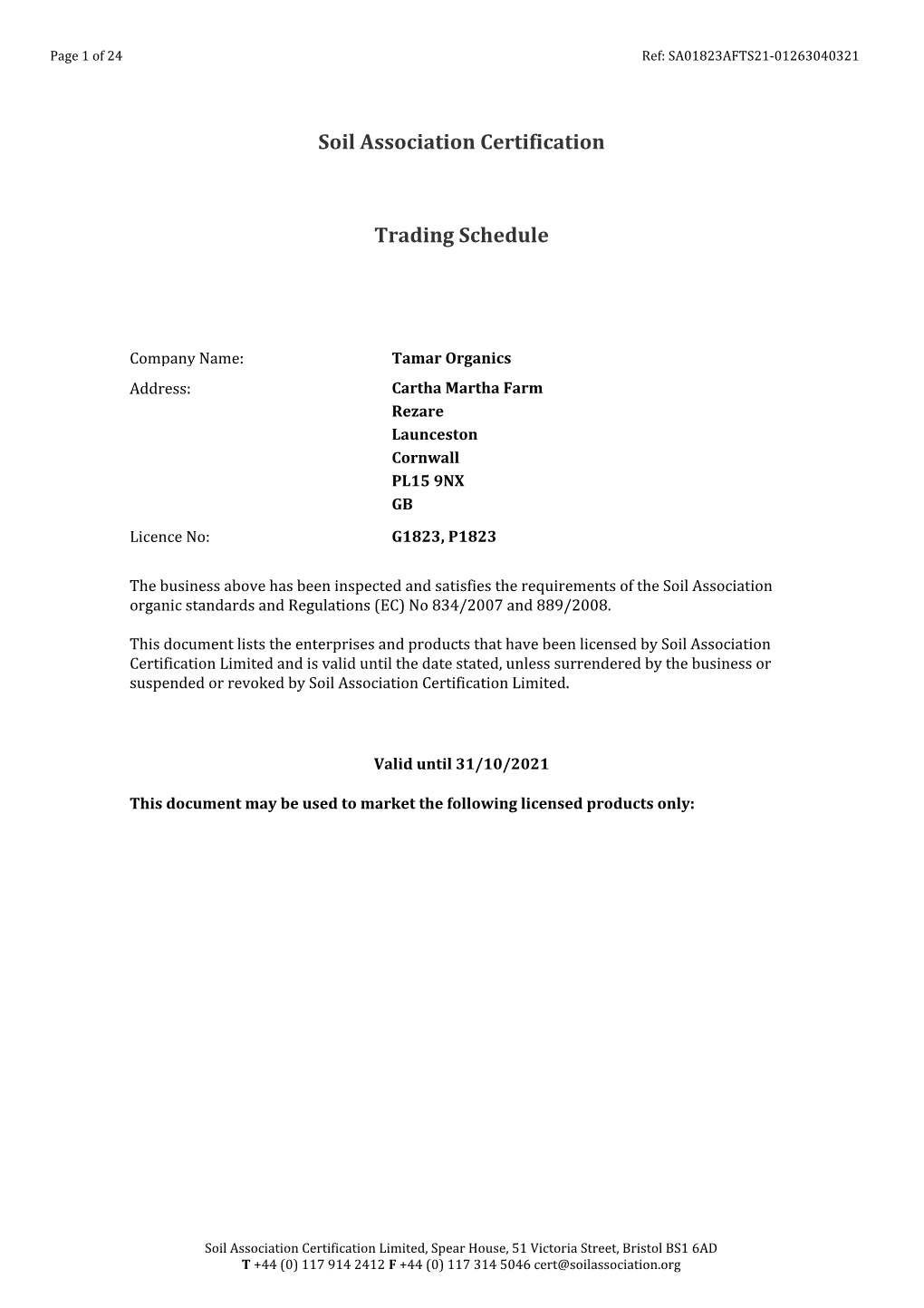 Trading Schedule (P1823)