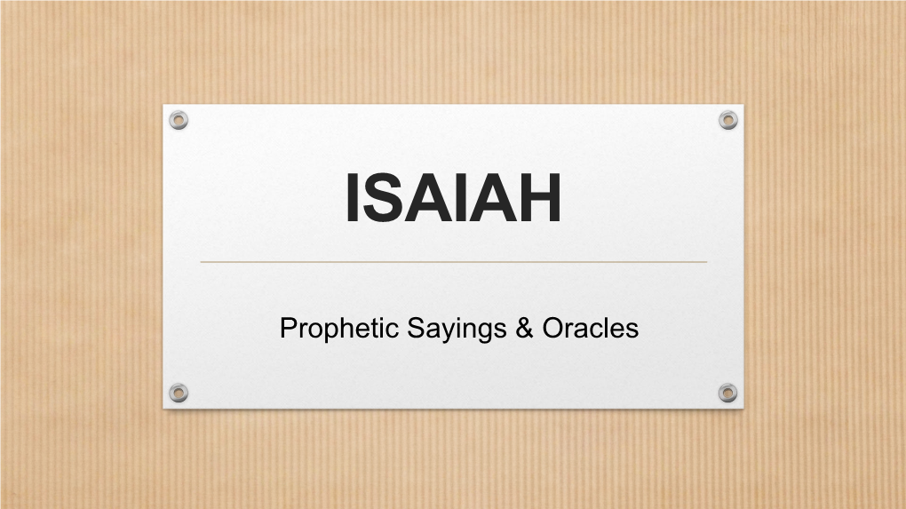 Prophetic Sayings & Oracles