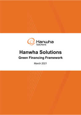 Hanwha Solutions Green Financing Framework
