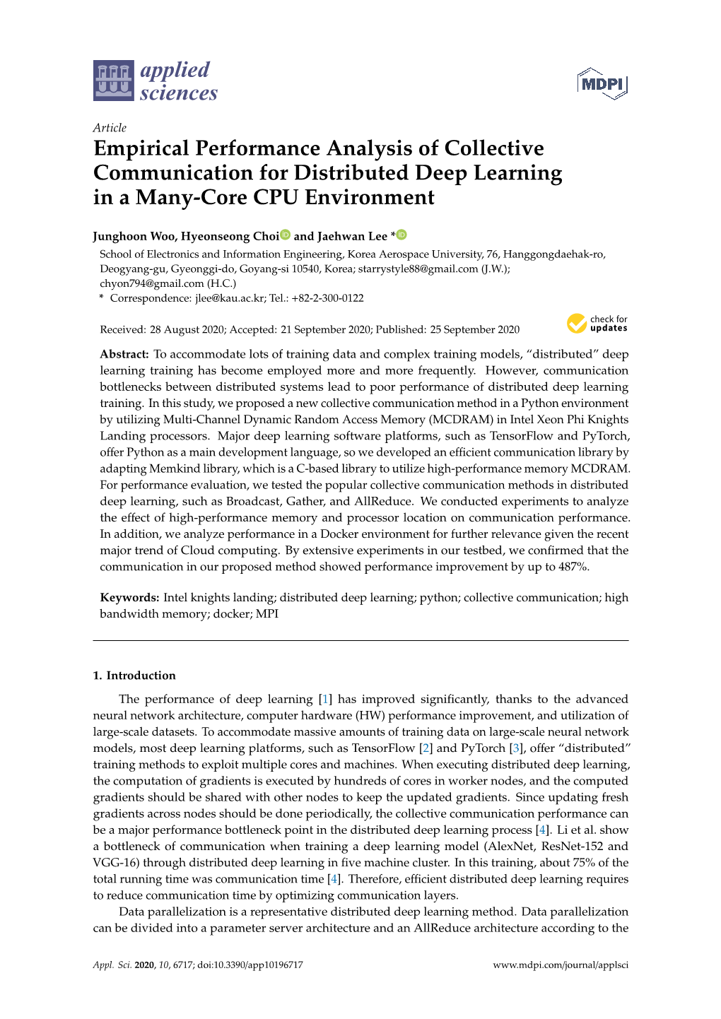 Empirical Performance Analysis of Collective Communication for Distributed Deep Learning in a Many-Core CPU Environment