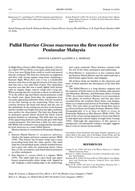 Pallid Harrier Circus Macrourus the First Record for Peninsular Malaysia