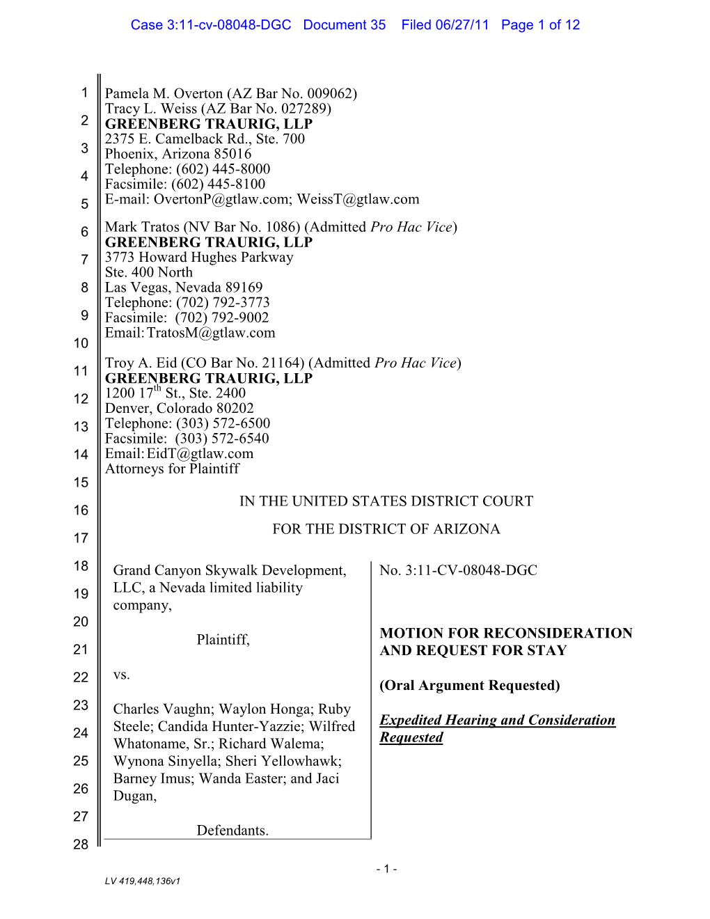 GCSD Motion for Reconsideration