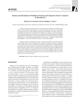 Kinetics and Mechanism of Oxidation of Glycine and Alanine by Oxone R