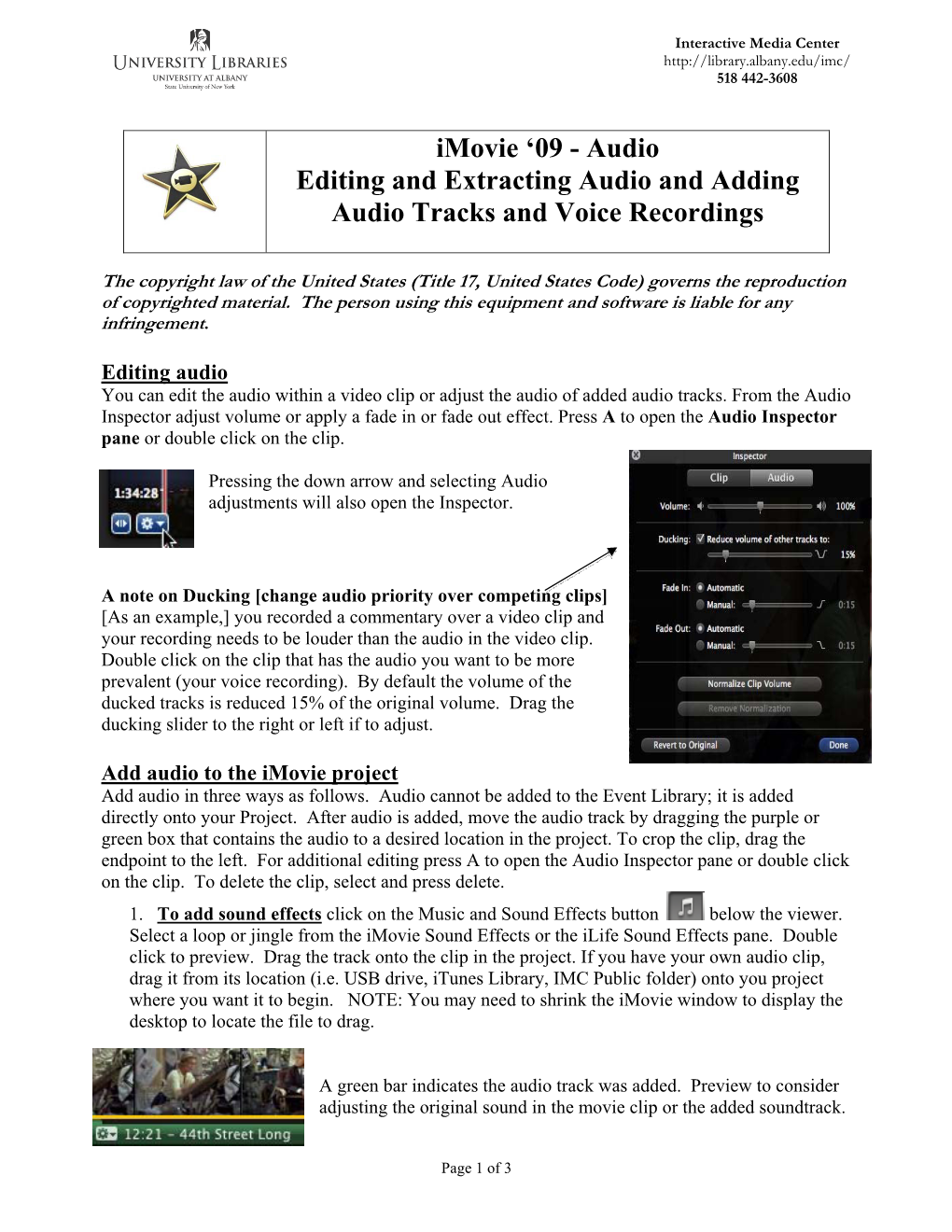 Imovie ‘09 - Audio Editing and Extracting Audio and Adding Audio Tracks and Voice Recordings