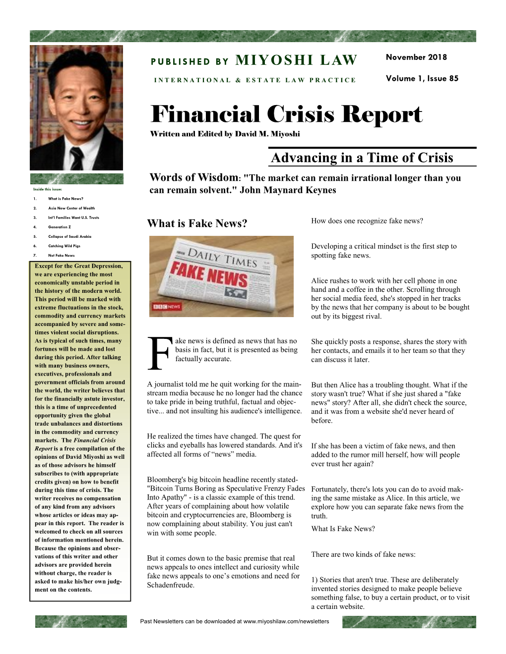 Financial Crisis Report Written and Edited by David M