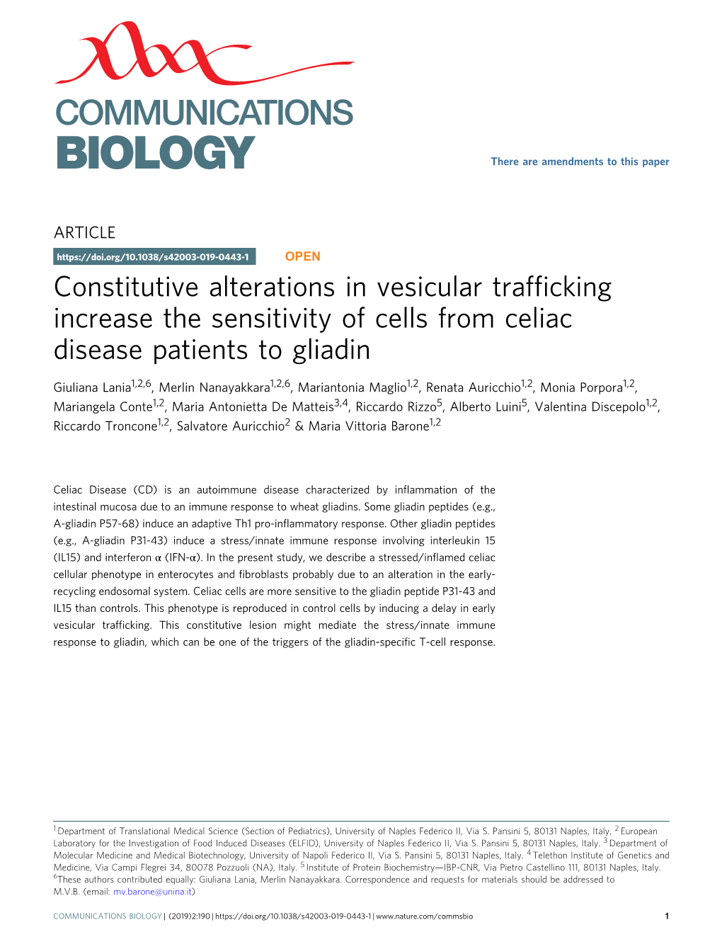 Constitutive Alterations in Vesicular Trafficking Increase the Sensitivity Of